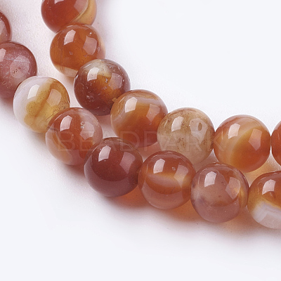 Natural Striped Agate/Banded Agate Beads Strands G-G591-6mm-03-1