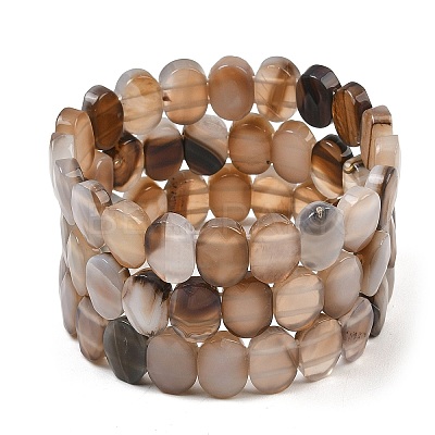 Dyed & Heated Natural Agate Oval Beaded Stretch Bracelet G-E010-01-23-1