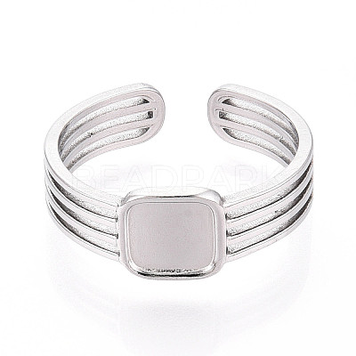 304 Stainless Steel Cuff Rings Components STAS-N113-07P-1