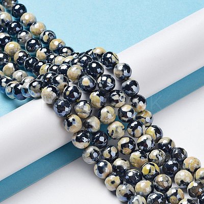 Electroplate Natural Fire Crackle Agate Beads Strands G-G0006-A01-08-1