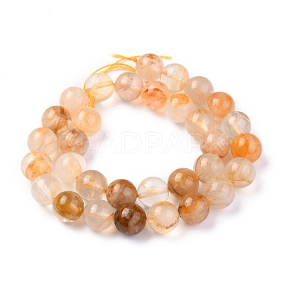 Natural Yellow Hematoid Quartz/Golden Healer Quartz Beads Strands G-M369-03A-1