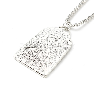Enamel Arch with Moth Tag Pendant Necklace NJEW-G056-10AS-1
