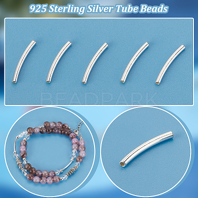 30Pcs 925 Sterling Silver Tube Beads STER-PH0001-43-1