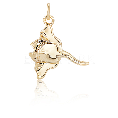 12Pcs Manta Ray Brass Pendants KK-BBC0019-77-1