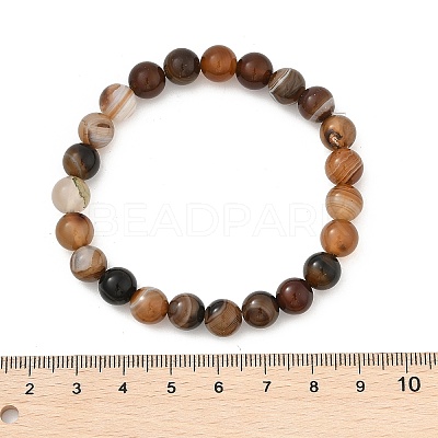 Natural Striped Agate/Banded Agate Beaded Stretch Bracelets X-BJEW-Q692-03I-1