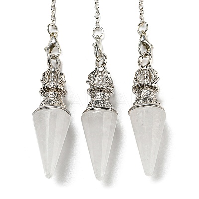 Natural Quartz Crystal Pointed Dowsing Pendulums AJEW-P113-01P-04-1