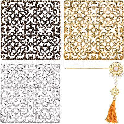 12Pcs 3 Colors Alloy Filigree Joiners Findings FIND-CA0004-94-1