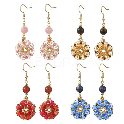Glass Seed Beads Dangle Earrings EJEW-MZ00763-1