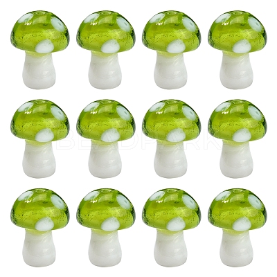 10Pcs Mushroom Handmade Lampwork Beads LAMP-YW0001-08A-1