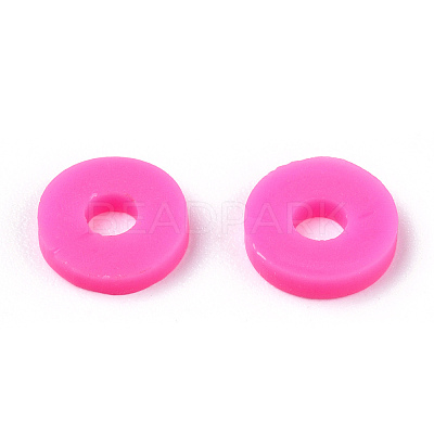 Flat Round Handmade Polymer Clay Beads CLAY-R067-6.0mm-31-1