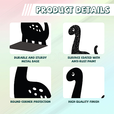 Non-Skid Iron Bookend Display Stands AJEW-WH0548-023-1