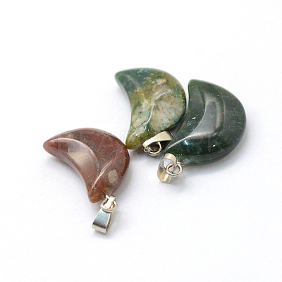 Moon Natural Indian Agate Pendants X-G-Q369-05-1