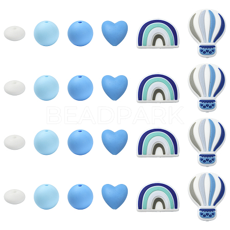 26Pcs Food Grade Eco-Friendly Silicone Beads SIL-YW0002-42B-1