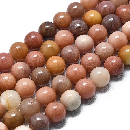 Natural Petrified Wood Round Beads Strands G-D356-C01-12mm-1