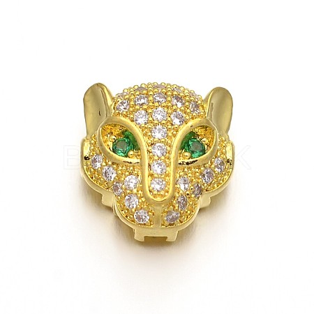 Rack Plating Brass Micro Pave Cubic Zirconia Leopard Hollow Beads ZIRC-I012-18G-RS-1