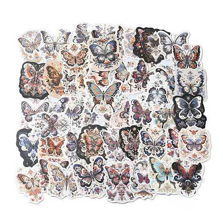 50Pcs Butterfly PVC Waterproof Cartoon Stickers AJEW-M223-02-1