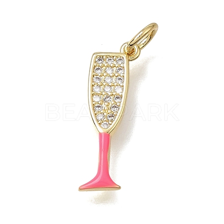 Brass Micro Pave Clear Cubic Zirconia Pendants CU-CBAEEA8-15C-G-1