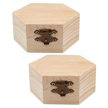 Gorgecraft 2Pcs Unfinished Pine Wood Jewelry Box CON-GF0001-06-1