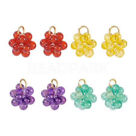 8Pcs 4 Style Glass Pendants PALLOY-TA00218-1