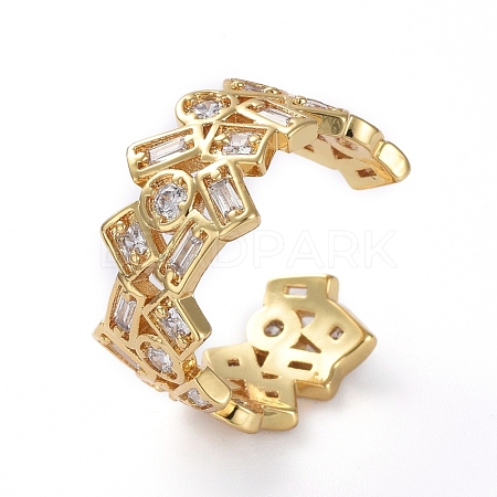 Adjustable Brass Cuff Finger Rings RJEW-G096-24G-1