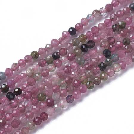 Natural Pink Tourmaline Beads Strands G-F596-06-2mm-1