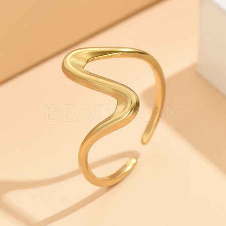 Wave 304 Stainless Steel Cuff Rings FS-WG0CC98-02-1