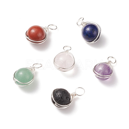 Natural Mixed Stone Pendants PALLOY-JF01655-1
