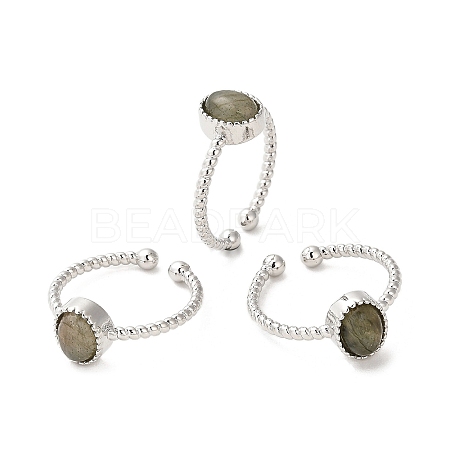 Natural Labradorite Open Cuff Ring RJEW-M166-04P-F-1