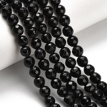 Natural Black Tourmaline Beads Strands G-H329-D02-4mm-1
