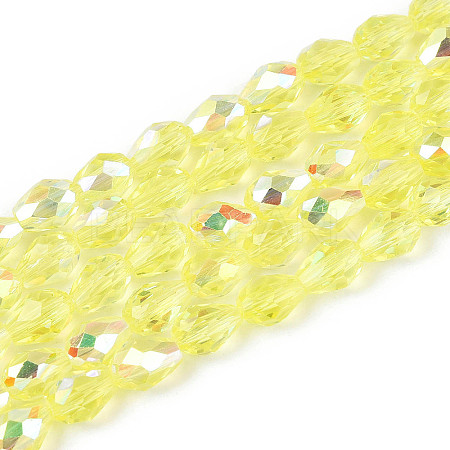 Transparent Electroplate Glass Beads Strands EGLA-N023-6x8mm-A02-1