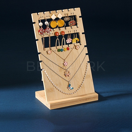 Rectangle L Shaped Bamboo Earring Necklace Display Stands PW-WG686AA-01-1