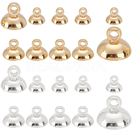 SUNNYCLUE 40Pcs 4 Style Rack Plating Brass Bead Cap Pendant Bails KK-SC0002-51-1