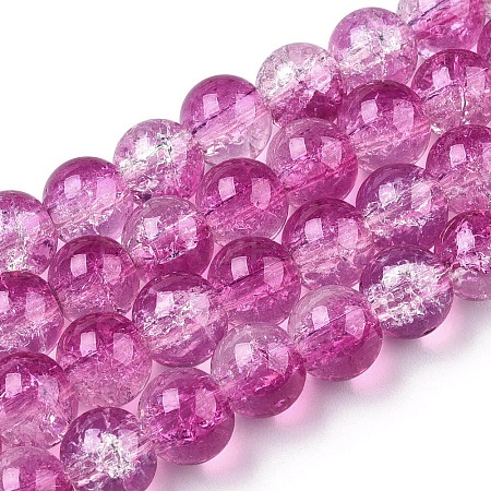 Transparent Crackle Baking Paint Glass Beads Strands DGLA-T003-01C-09-1