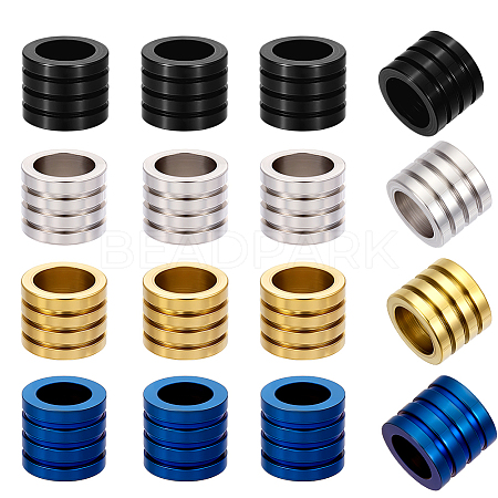 16Pcs 4 Colors 304 Stainless Steel Beads STAS-GA0001-88-1