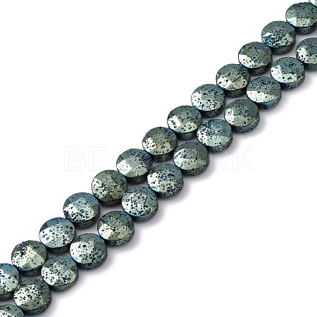 Electroplated Natural Lava Rock Beads Strands G-A256-F01-01G-1
