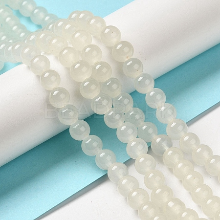 Baking Paint Imitation Jade Glass Round Bead Strands X-DGLA-Q021-8mm-01-1