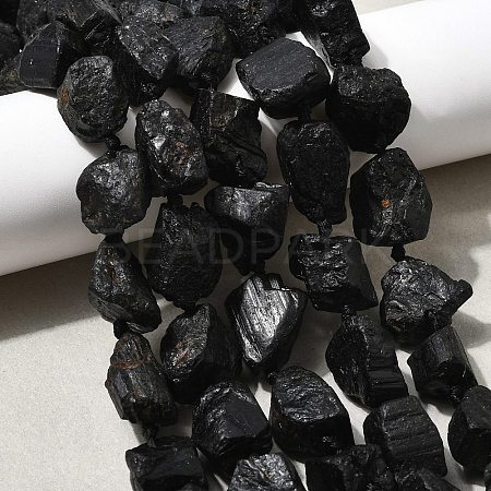 Raw Rough Natural Black Tourmaline Beads Strands G-B172-A01-1