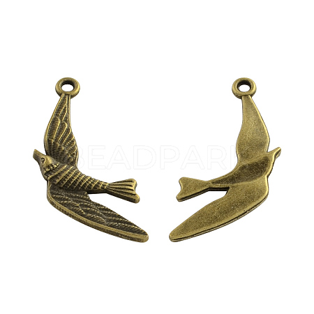 Tibetan Style Alloy Swallow Pendants TIBEP-Q041-063AB-NR-1