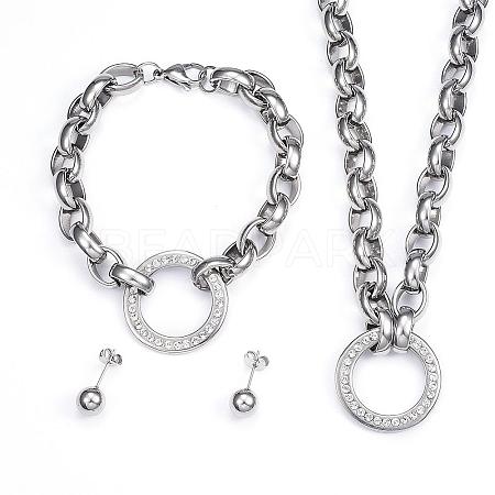 304 Stainless Steel Jewelry Sets SJEW-E072-09P-1