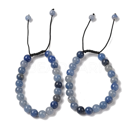 8mm Round Dyed & Heated Natural Blue Aventurine Braided Bead Bracelets BJEW-C067-01B-16-1