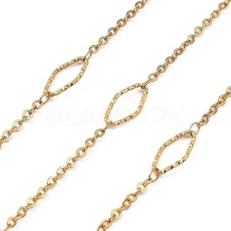 Ion Plating(IP) Handmade 304 Stainless Steel Rhombus Link Chains CHS-G025-02G-1