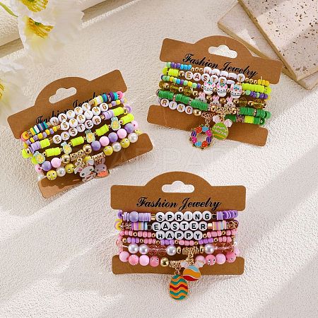 18Ps 18 Styles Easter Alloy Enamel Charm Bracelets FS-WG12F37-04-1