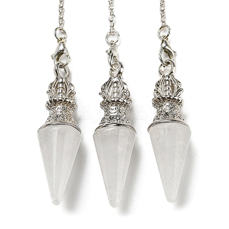 Natural Quartz Crystal Pointed Dowsing Pendulums AJEW-P113-01P-04-1