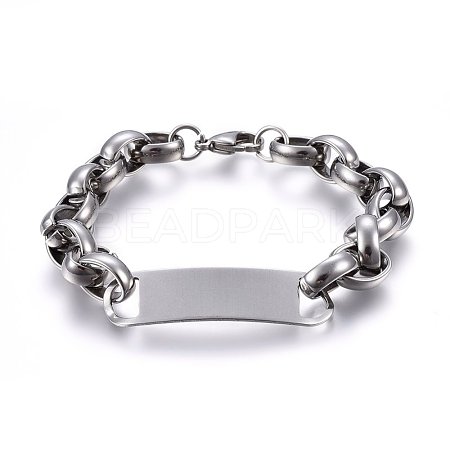304 Stainless Steel ID Bracelet BJEW-O168-05P-1
