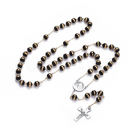 304 Stainless Steel Rosary Bead Necklaces for Easter NJEW-L159-03GP-1