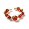 Adjustable Natural Carnelian with Brass Rings G-B075-01G-09-2