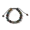 10mm Round Natural Indian Agate Braided Bead Bracelets BJEW-C067-01C-27-2