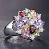 Cubic Zirconia Flower Finger Ring PW-WG24646-03-1