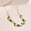 Brass Pave Cubic Zirconia Rose Flower Link Cable Chain Necklaces for Women NJEW-C121-05B-08G-2