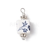Blue and White Floral Printed Cube Porcelain Pendants PALLOY-JF03965-01-3